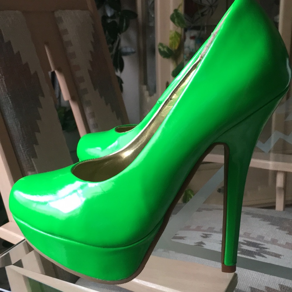 Wild Rose Platform Bright Green Heels